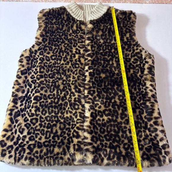 Vintage Carolina Colours Leopard Print Faux Fur Full Zip Vest 90's Ribbed Medium - Picture 10 of 10